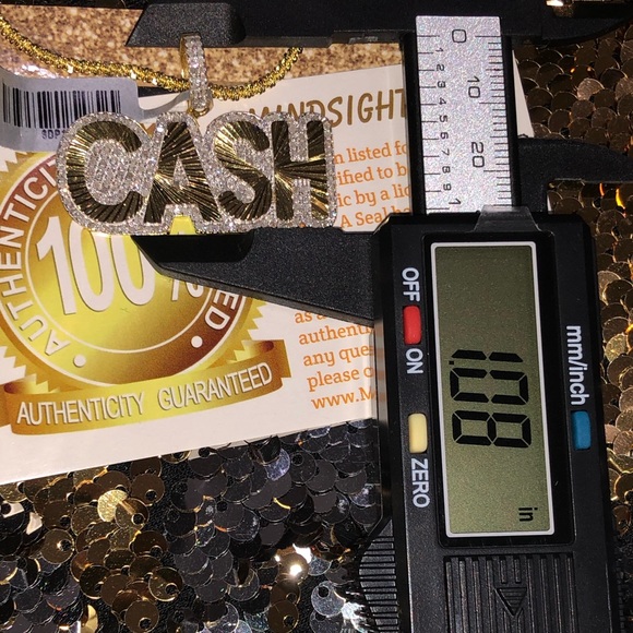 Real diamond pendant for men, cash diamond charm, natural diamond NOT CZ, gift - Picture 3 of 6